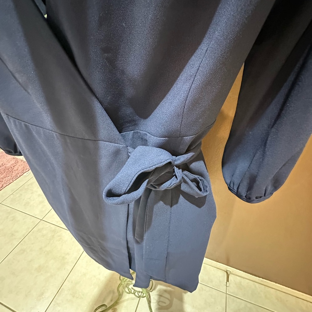 J. Crew Navy Wrap Mini Dress with Tie Waist - Picture 7 of 12